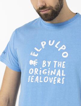 Camiseta elPulpo Original azul delavé hombre