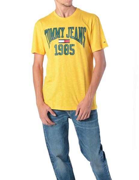 Camiseta De Corte Regular En Algodón Hombre Amarillo Tommy