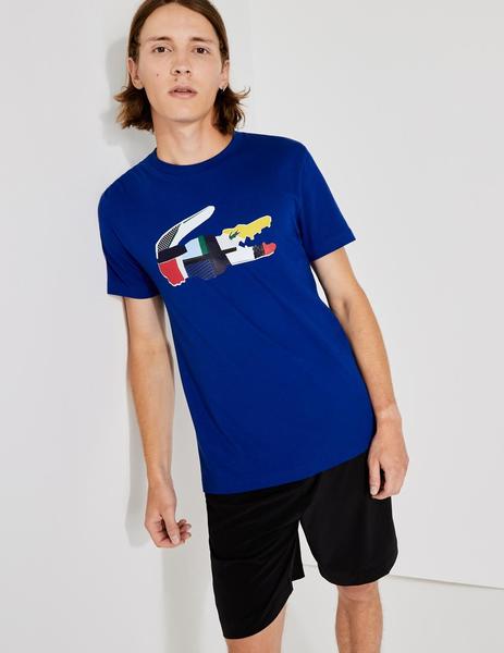solapa Ruina cáncer Camiseta Lacoste Sport TH0822 azul hombre